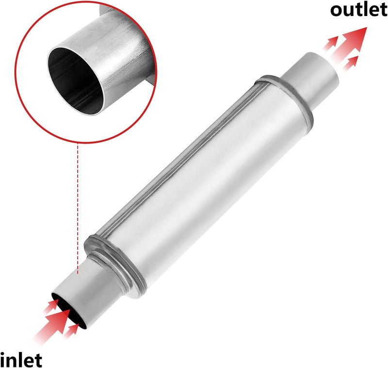 TECTRUC 2.5'' Exhaust Muffler,2.5" Inlet/Outlet Exhaust Mufflers 2.5 Universal Muffler Stainless Steel Straight Through Design performance muffler 2.5 inlet and outlet,Deep Sound for Cars (1 pack) - Image 4